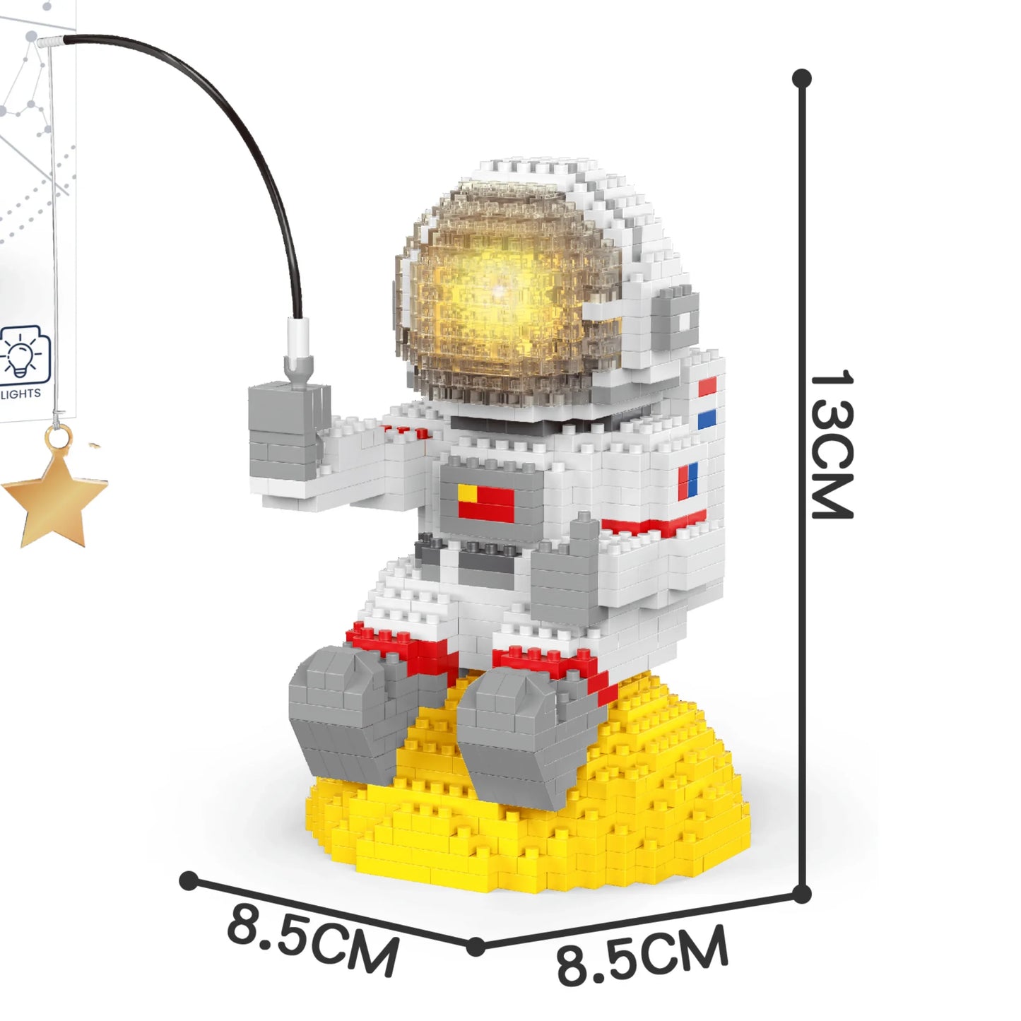 Knew built Luminous Astronaut Moon Micro brick Building Blocks Set Educational Toys LED Light Technology Bricks for Adults